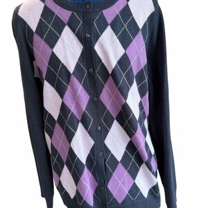 Croft&Barrow Argyle Patterned Women's Sweater - Purple, lavender and dark blue